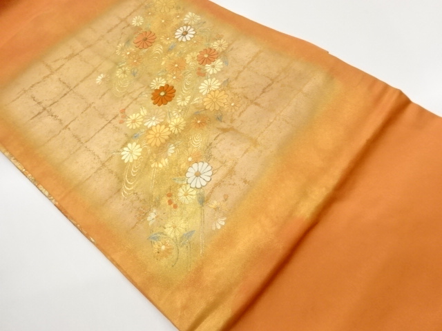 金彩菊に流水模様刺繍名古屋帯